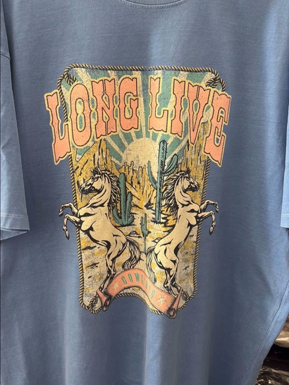 Long Live Graphic Tee - Dusty Blue